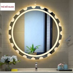 Gương tròn treo tường đèn LED phôi Bỉ đường kính 40cm